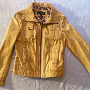 Camel-colored genuine leather moto jacket - Black Rivet